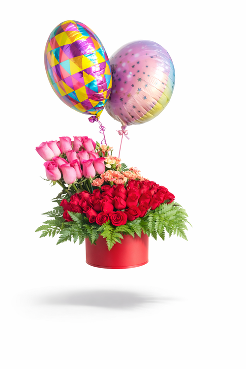 Arreglo  con rosas y globos
